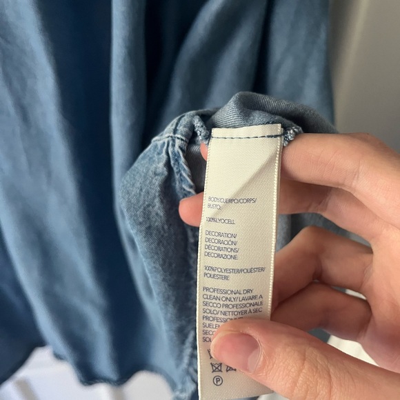 Rebecca Minkoff Dev Chambray Blue Off the Shoulder Dress - Picture 6 of 7